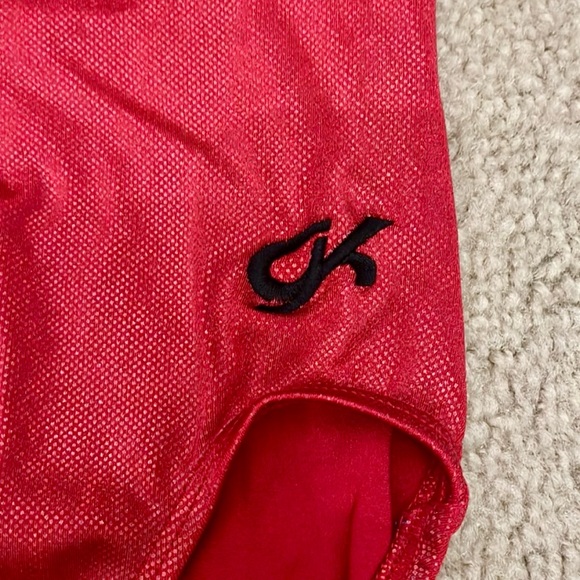 Bundle of 2 GK Gymnastics Bodysuit Leotards - Pink Shimmer; Red w/ Black Velvet - Picture 4 of 8